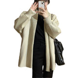 Women Knitted Cardigan Vintage Sweater Coat Cardigan Loose Long Knitted Top