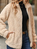 Women Trench Coat Autumn and Winter Long Sleeve Cardigan Zipper Diamond Plush Coat