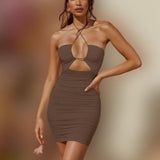 Women Dresses Spring and Winter Suspender Skirt Sexy Backless Hip Skirt (Bla0420)