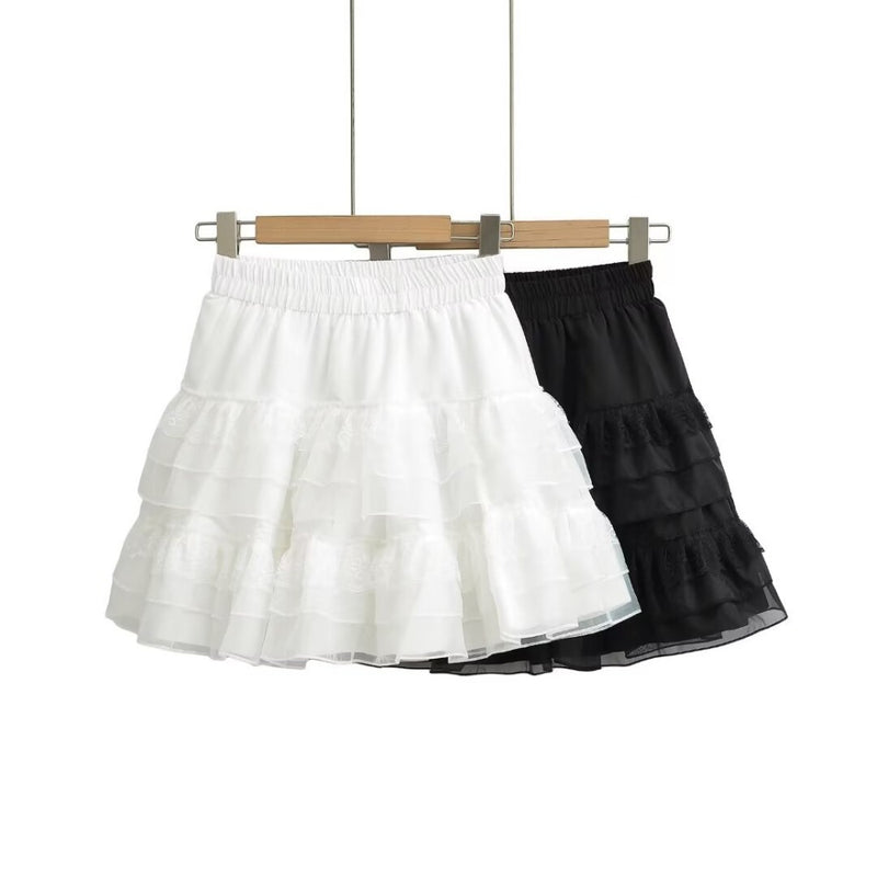 Women Skirt Summer Organza Puff Short Skirt