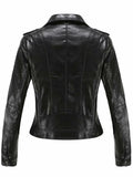 Women Leather Jacket Spring Locomotive Style PU Leather Coat Women's Slim Short Zip Jacket