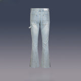 MIJKO Men's Vintage Pants MIJKO Zipper Pants Wide Pants Men's and Women's Blue Jeans