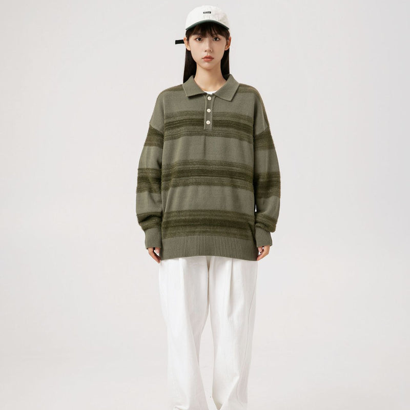 Unisex Sweater Autumn Vintage Dark Striped Sweater