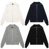 Rlraf pony lapel casualsweetcardiganloosecasual women's fall and winter zippercardiganknitting woolen clothes