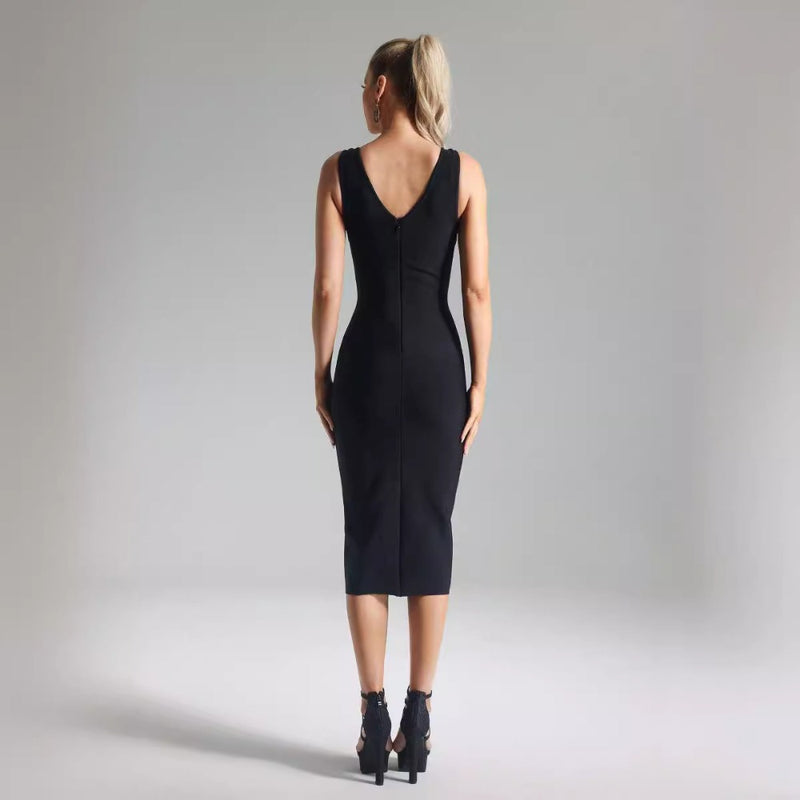 Women Dresses Bandage Dress Sleeveless V-neck Formal Dress Dress (Otn202404)