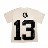 Hip-hop t shirts american flame skull number one high street casualloose washed retro distressed short-sleeved t-shirt tee