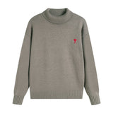 Ami araunriffall and wintertopspullover wool couplelong sleevesloose big heart high collar knitting shirt