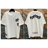 Ch hip-hop t shirts ch washed sanskrit horseshoe cross leather short-sleeved american casual loose couple high street