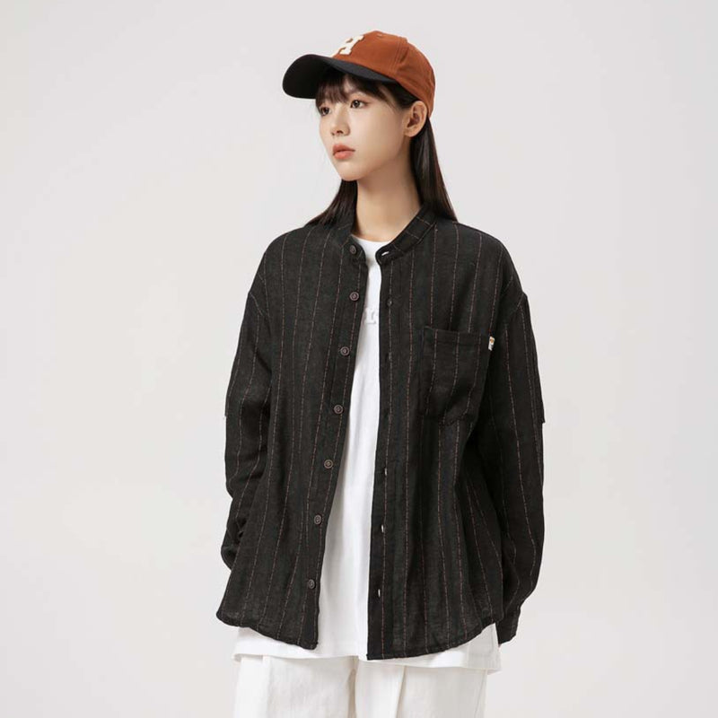 Unisex Jacket Autumn Vintage Stripe Shirt