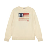 Rl small malaf casual cardigan couple sweatshirtsweatertopspullover flag round neck knitting shirt