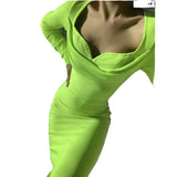 Women Dresses Fall/Winter Long Sleeve Square-Neck Party Dress (Ont0408)