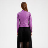 Red Leather Jacket Spring and Autumn Stand Collar Lady Leather Jacket
