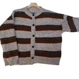 Women Knitted Cardigan Striped Long Sleeve Knitted Cardigan Autumn and Winter Sweater