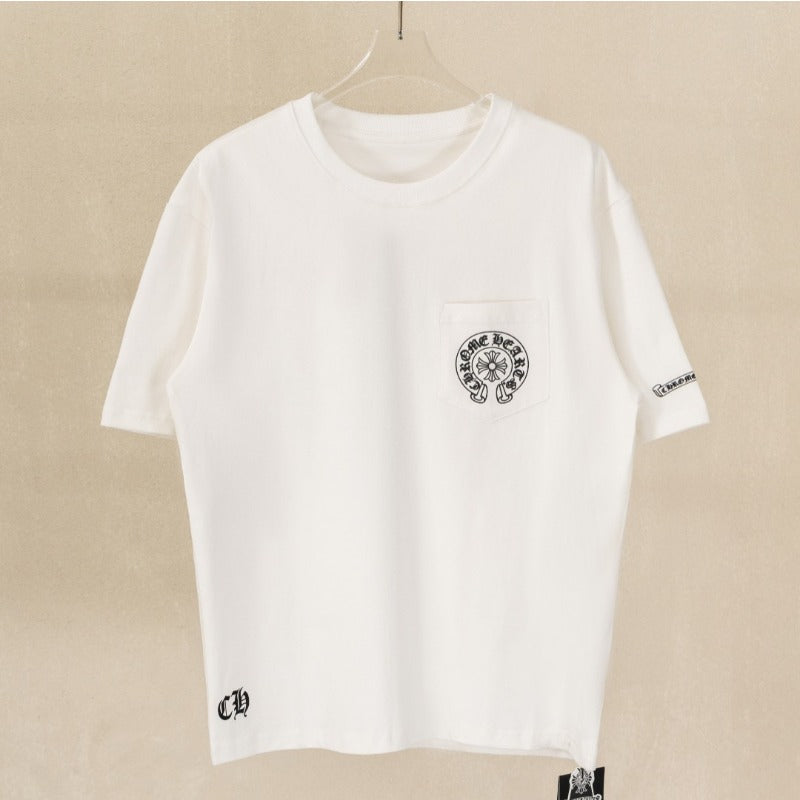Ch hip-hop t shirts ch croo short-sleeved stylish scroll sanskrit horseshoe cross logo printingloosecasual american heavy weight