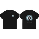 Ch hip-hop t shirts correct version ch sanskrit cross logo short-sleeved men's t-shirt trendy brand loose american men's t