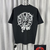 Ch hip-hop t shirts american ch short-sleeved classic spray painting graffiti horseshoe sanskrit cross logo high street