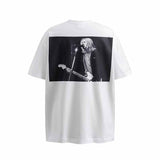 SAINT MICHAEL Vintage T Shirt Kurt Cobain Black and White Newspaper Portrait Short Sleeve