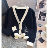 Women Knitwear Fall V-neck Sweater Female Loose Knitted Cardigan