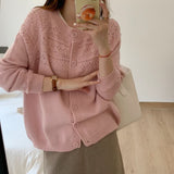 Women Knitted Cardigan Spring and Autumn Knitted Cardigan Loose Hollow out Coat