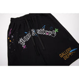 Gallery Dept Shorts Hand Painted Splash Ink Graffiti Alphabet Casual Shorts