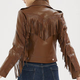 Women Leather Jacket Autumn Tassel Motorcycle Pu Leather Jacket Leather Coat Women's Short Coat