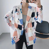 Women Suits Autumn Printed Double Breasted Suit Jacket
