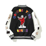 Saint m t jackets s.m character & letter graphic baseball jacket