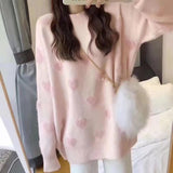 Women Knitted Pullover round Neck Loose Sweater Top