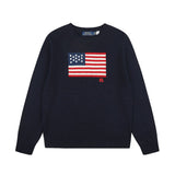 Rl small malaf casual cardigantopspullover flag round neck knitting shirt couple sweatshirtsweater