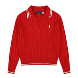 Rl ralph pony polo collar casualpullover wool sweater sweatertopsknittingfall and winter macaron couple
