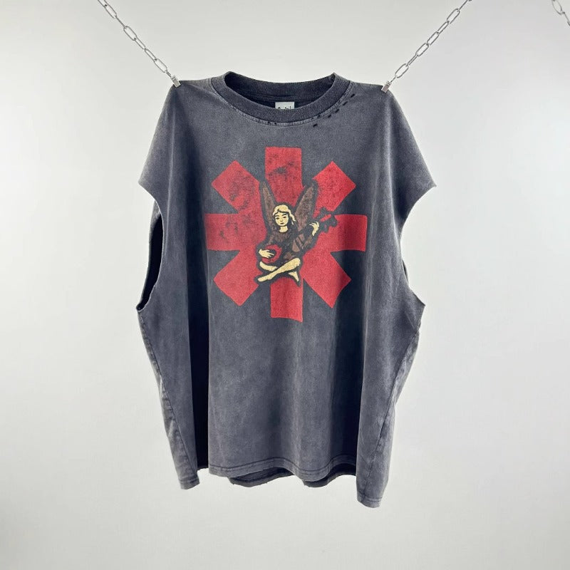 saint m t shirts s.m cartoon band graphic crewneck pullover tank top