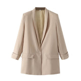 Women's Suits Apricot Blazer Women's Spring and Autumn Casual Suit Top