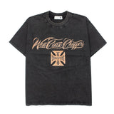 Hip-hop t shirts american high street washed distressed retro old eagle printingloosecasual short-sleeved t-shirt bottom shirt