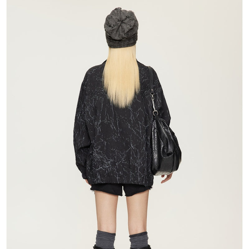 Unisex Jacket Spring and Autumn Vintage Stand Collar Top Jacket Baggy Coat