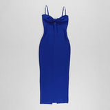Women Evening Dress Bandage Dress Spaghetti Straps Chest Wrap Hollow out Evening Gown