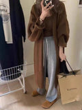 Women Knitted Cardigan Autumn and Winter Loose V-neck Knitted Cardigan Sweater Coat