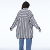 Unisex Jacket Autumn Striped Thick Shirt