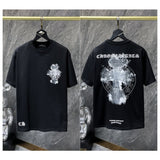 Ch hip-hop t shirts chstereo sanskrit embroider cross loosecasualpure cotton american heavy weight short sleeves
