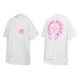 Ch hip-hop t shirts chkrosummer sanskrit crossflap pocket pants horseshoe rose red printing short sleeve t-shirt american style