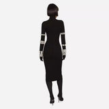 Women Dresses Autumn and Winter Turtleneck Long Sleeve Bandage One-Piece Dress Party Dress (Ont0408)