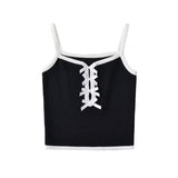 Women Tops Summer Bow Knitted Sling Short Top