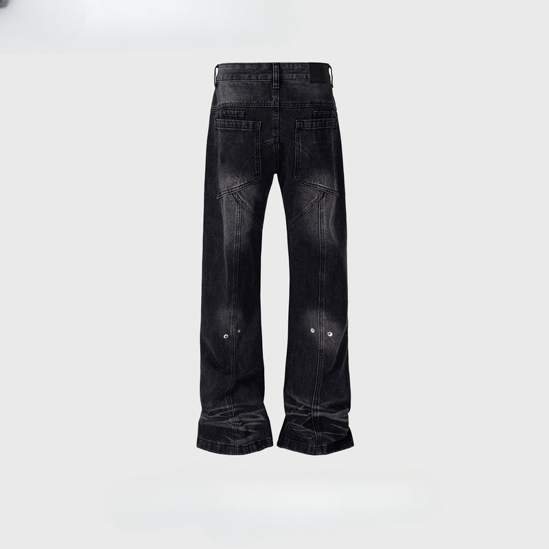 MIJKO Men's Vintage Pants MIJKO Men's Women's Wash Water Old Splicing Trendy Jeans