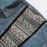 Unisex Jacket Vintage Denim Jacket Loose Lapels Denim Coat