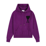 Heavy weight! ami arauneif wool hooded sweatshirt heartembroidersweaterlong sleevessweatshirtloose
