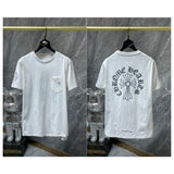 Ch hip-hop t shirts ch crow letter collar sanskrit cross flower arm short-sleeved loosecasualpure cotton american style