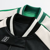 Unisex Jacket Loose Stitching Pu Baseball Jacket Short Motorcycle Jacket