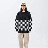 Unisex Sweater Autumn Half-Length Checkered Sweater