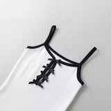 Women Tops Summer Bow Knitted Sling Short Top
