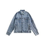 Unisex Jacket Vintage Rivet Washed Denim Jacket