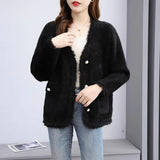Women Knitwear Autumn and Winter V-neck Loose Retro Tassel Knitted Cardigan